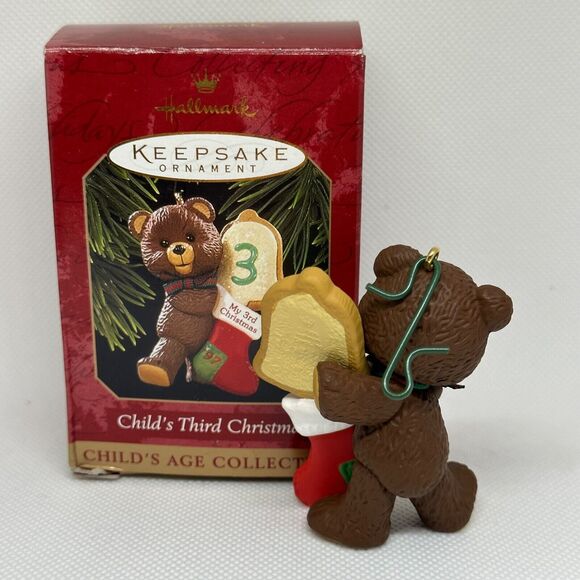 Hallmark 1998 "Child's Third Christmas" Bear Age Stocking Keepsake Ornament - Picture 4 of 5